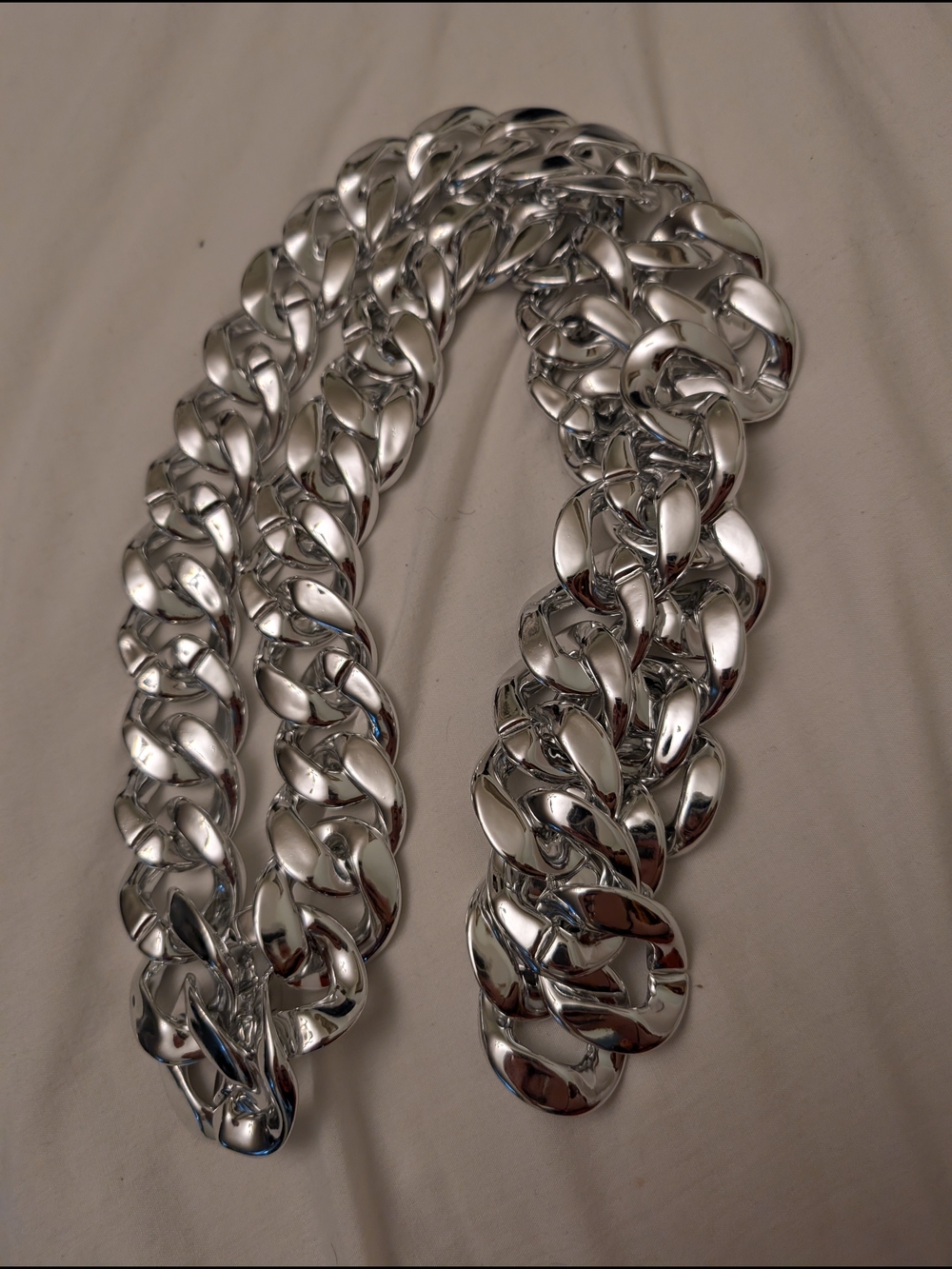 Shiny Chunky Silver Link Belt For Dog